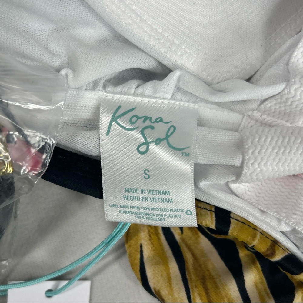 Kona Sol Women's Double Flounce Front High Coverage One Piece Swimsuit - Picture 7 of 11